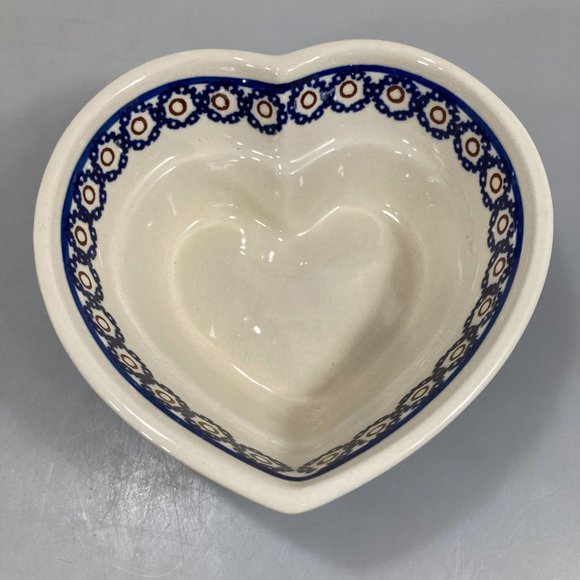 Bolesławiec Polish Pottery Heart Stoneware Bowl 5.5 x 2.25" - Picture 2 of 6